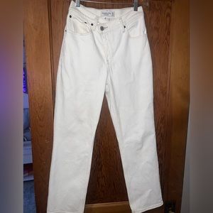 White criss cross jeans